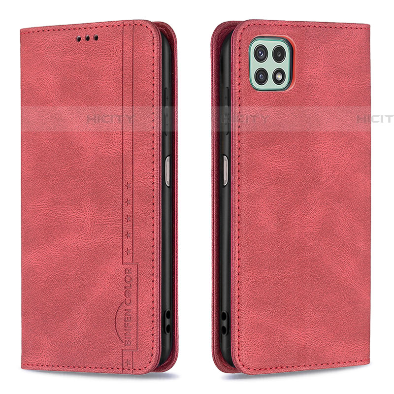 Custodia Portafoglio In Pelle Cover con Supporto B15F per Samsung Galaxy F42 5G Rosso