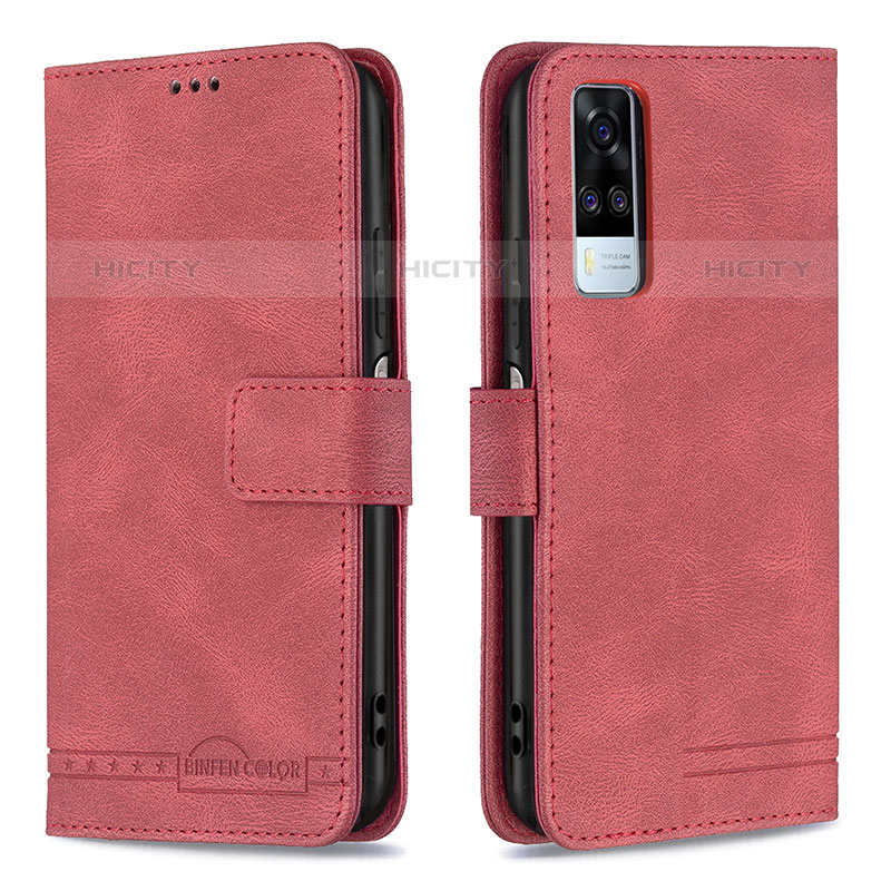 Custodia Portafoglio In Pelle Cover con Supporto B15F per Vivo Y51A Rosso