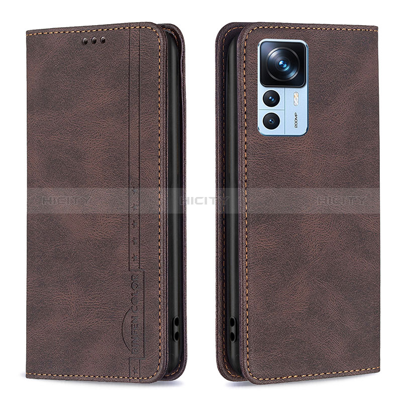 Custodia Portafoglio In Pelle Cover con Supporto B15F per Xiaomi Mi 12T Pro 5G Marrone