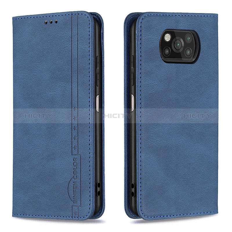 Custodia Portafoglio In Pelle Cover con Supporto B15F per Xiaomi Poco X3 NFC Blu