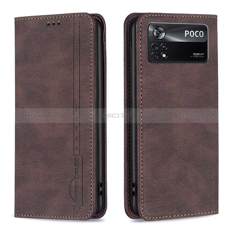 Custodia Portafoglio In Pelle Cover con Supporto B15F per Xiaomi Redmi Note 11E Pro 5G Marrone