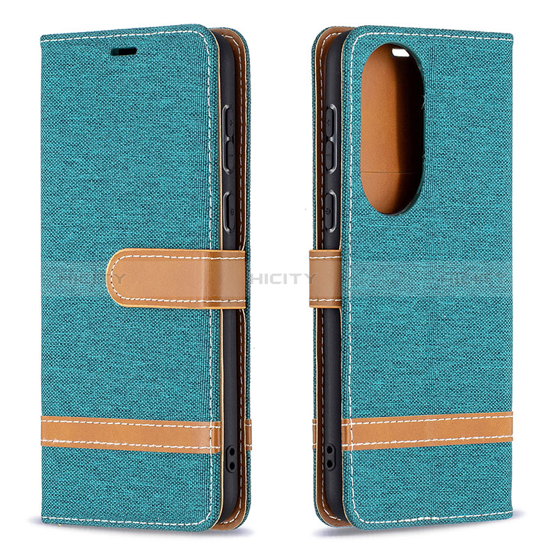 Custodia Portafoglio In Pelle Cover con Supporto B16F per Huawei P50 Verde