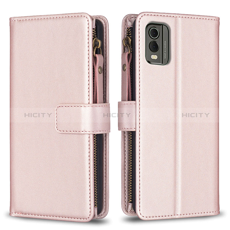 Custodia Portafoglio In Pelle Cover con Supporto B16F per Nokia C32 Oro Rosa