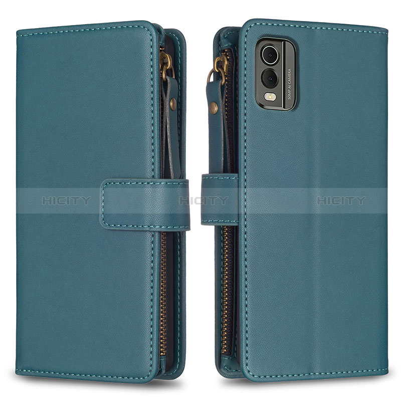 Custodia Portafoglio In Pelle Cover con Supporto B16F per Nokia C32 Verde