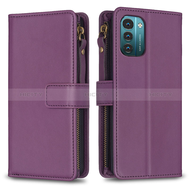 Custodia Portafoglio In Pelle Cover con Supporto B16F per Nokia G11 Viola