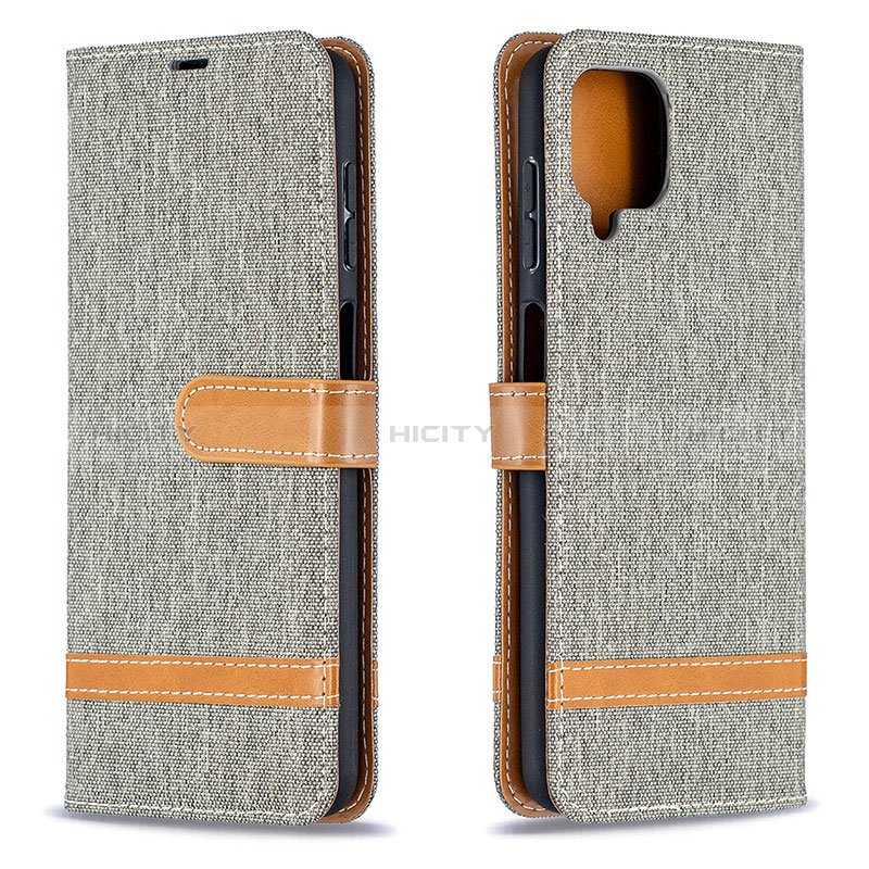 Custodia Portafoglio In Pelle Cover con Supporto B16F per Samsung Galaxy A12 Grigio