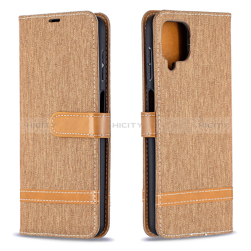 Custodia Portafoglio In Pelle Cover con Supporto B16F per Samsung Galaxy A12 Oro