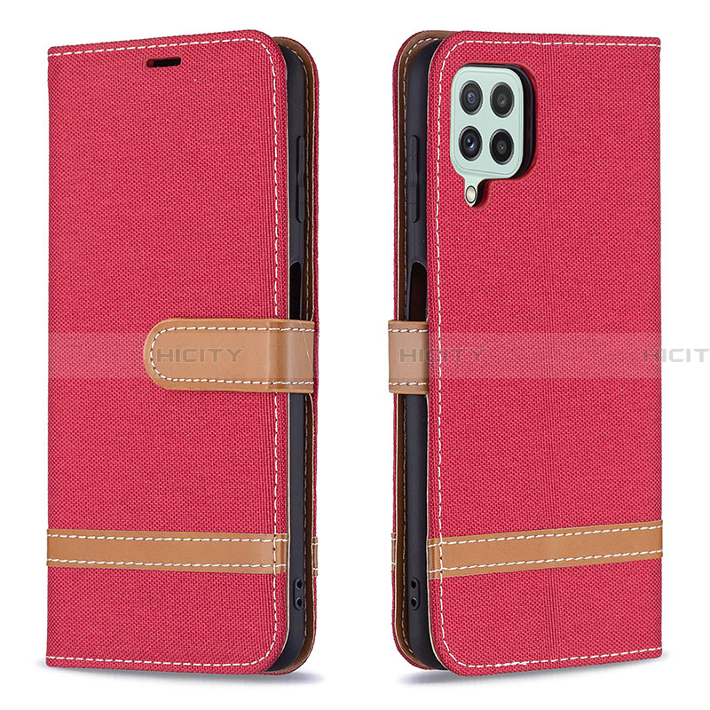 Custodia Portafoglio In Pelle Cover con Supporto B16F per Samsung Galaxy A22 4G Rosso