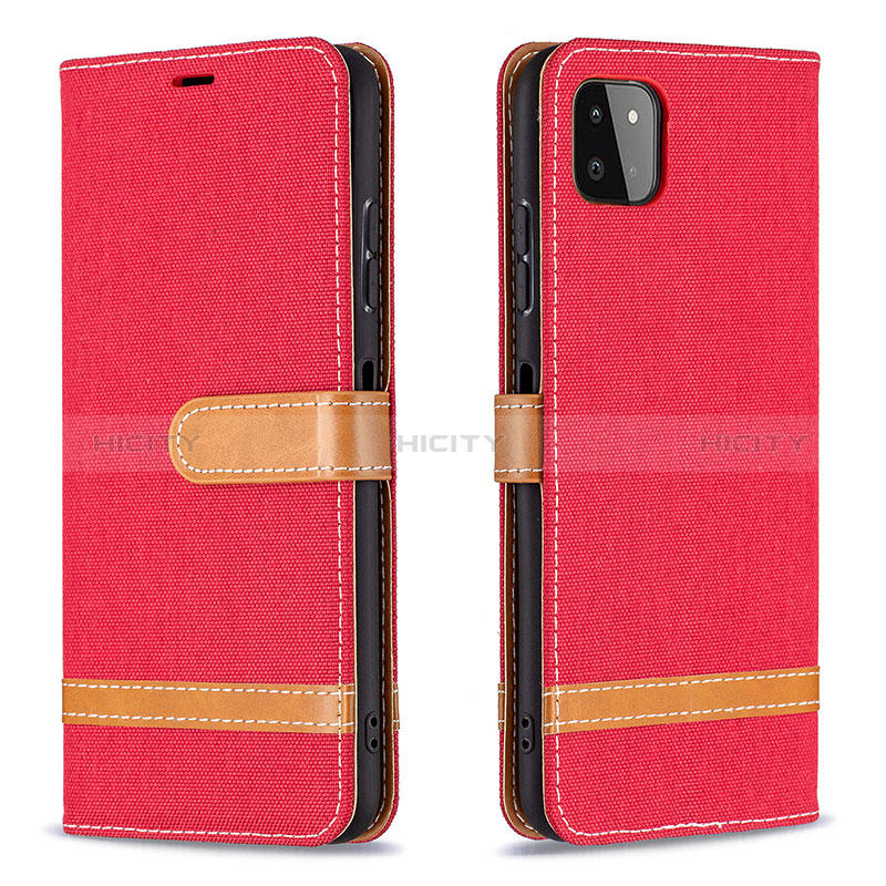 Custodia Portafoglio In Pelle Cover con Supporto B16F per Samsung Galaxy A22s 5G Rosso