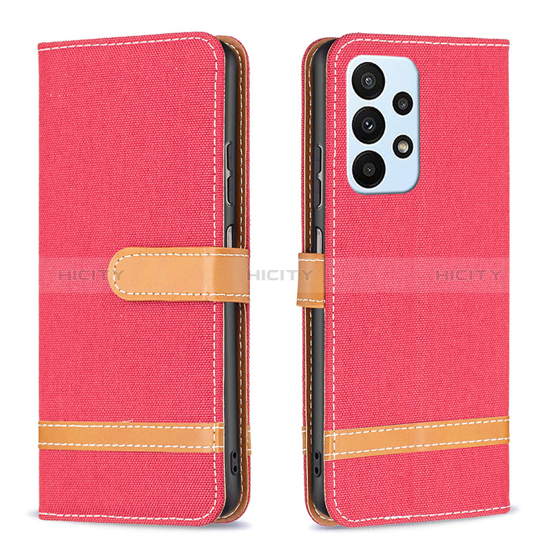 Custodia Portafoglio In Pelle Cover con Supporto B16F per Samsung Galaxy A23 5G Rosso