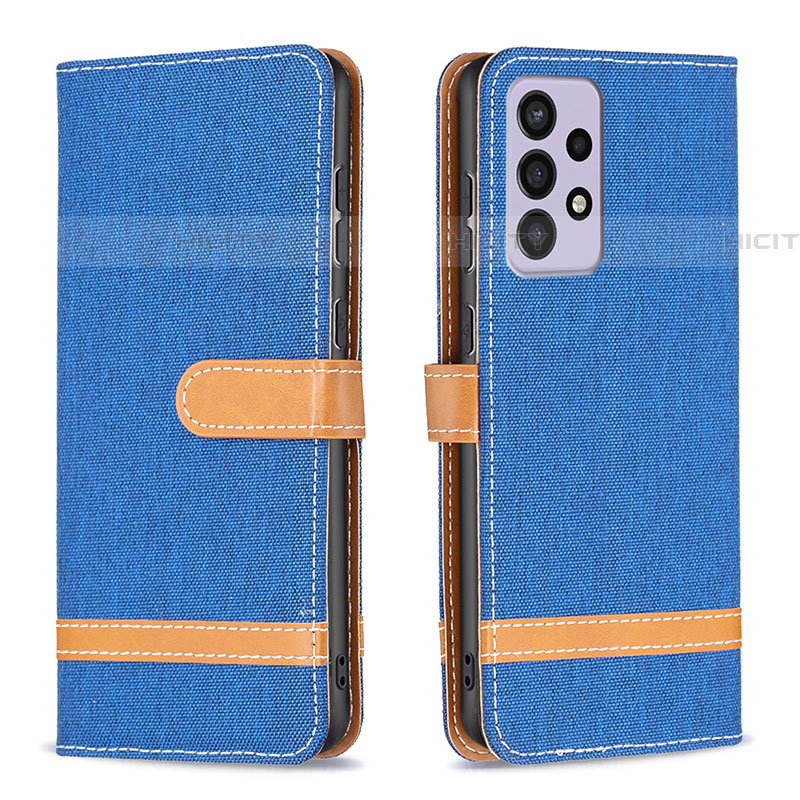 Custodia Portafoglio In Pelle Cover con Supporto B16F per Samsung Galaxy A73 5G Blu