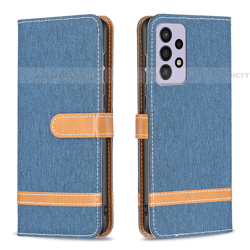 Custodia Portafoglio In Pelle Cover con Supporto B16F per Samsung Galaxy A73 5G Blu Notte