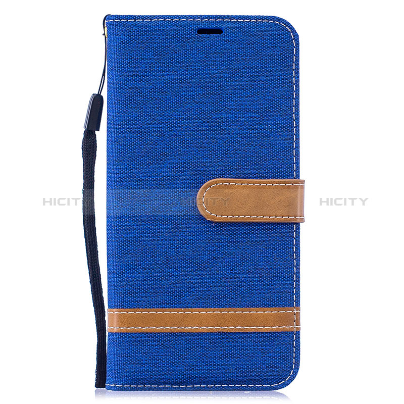 Custodia Portafoglio In Pelle Cover con Supporto B16F per Samsung Galaxy M20 Blu