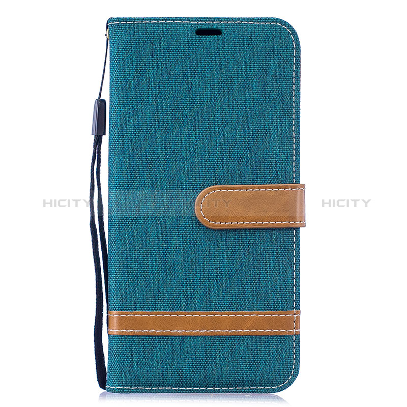 Custodia Portafoglio In Pelle Cover con Supporto B16F per Samsung Galaxy M20 Verde