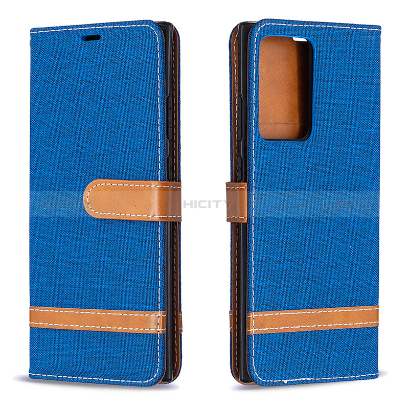 Custodia Portafoglio In Pelle Cover con Supporto B16F per Samsung Galaxy Note 20 Ultra 5G Blu