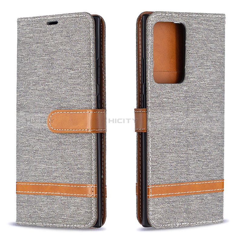 Custodia Portafoglio In Pelle Cover con Supporto B16F per Samsung Galaxy Note 20 Ultra 5G Grigio