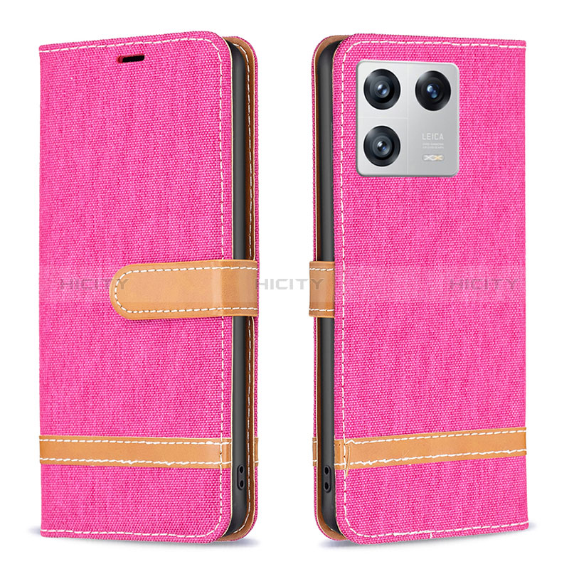 Custodia Portafoglio In Pelle Cover con Supporto B16F per Xiaomi Mi 13 5G Rosa Caldo