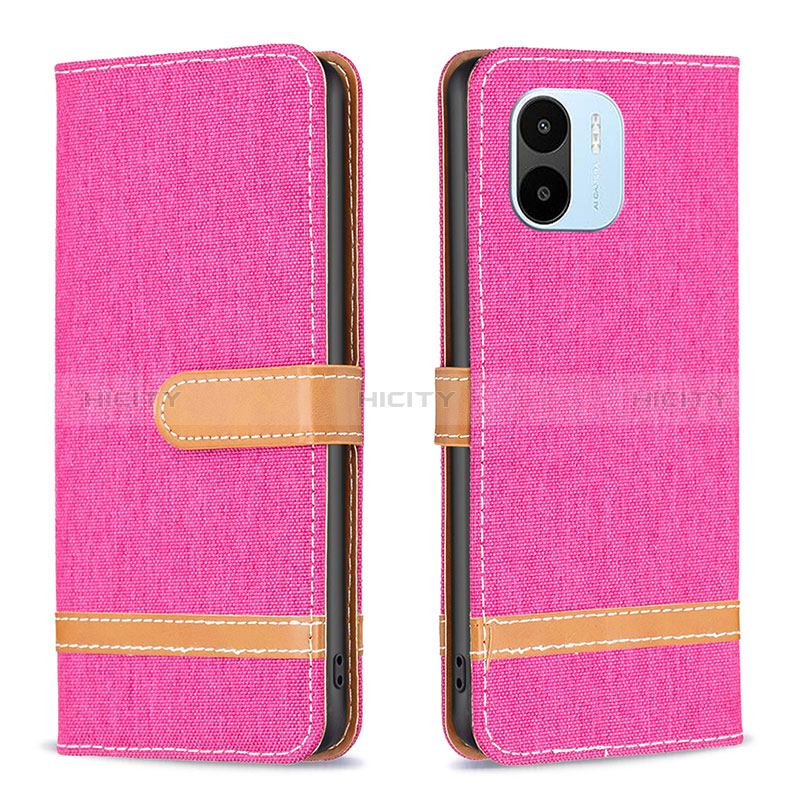 Custodia Portafoglio In Pelle Cover con Supporto B16F per Xiaomi Poco C50 Rosa Caldo