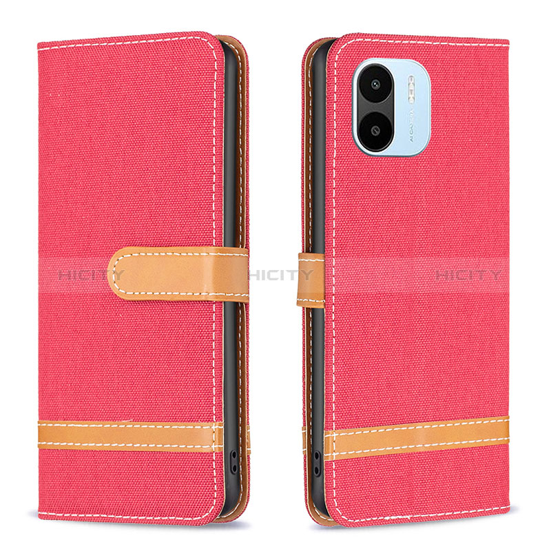 Custodia Portafoglio In Pelle Cover con Supporto B16F per Xiaomi Poco C51 Rosso