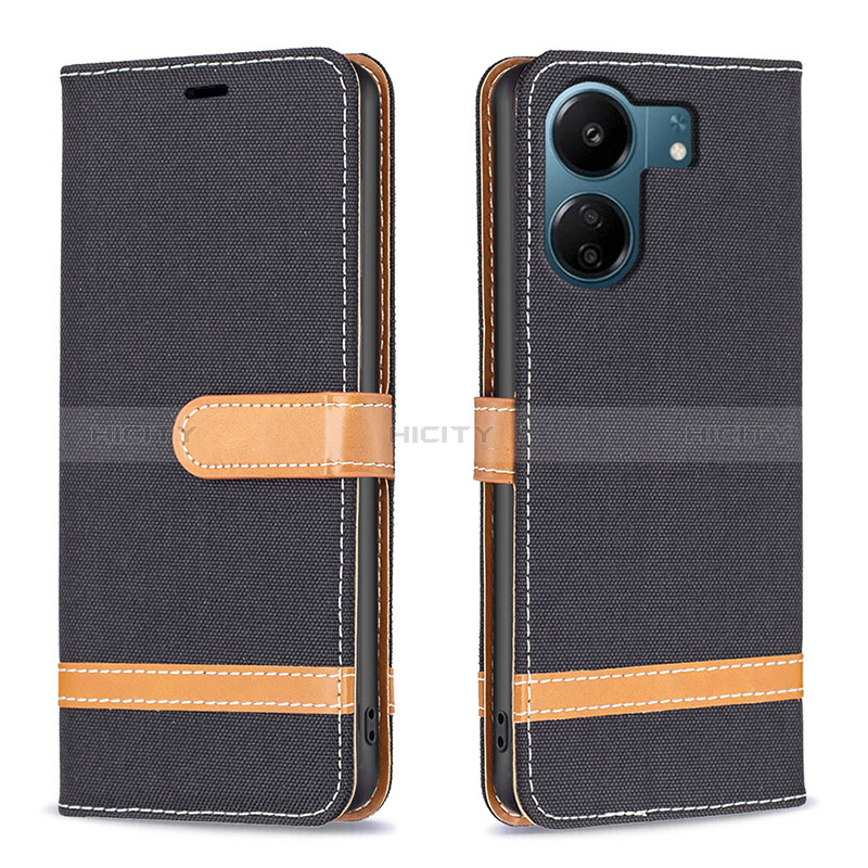 Custodia Portafoglio In Pelle Cover con Supporto B16F per Xiaomi Poco C65 Nero