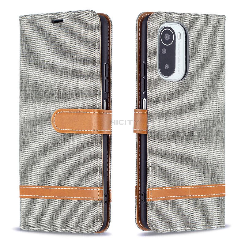 Custodia Portafoglio In Pelle Cover con Supporto B16F per Xiaomi Poco F3 5G Grigio