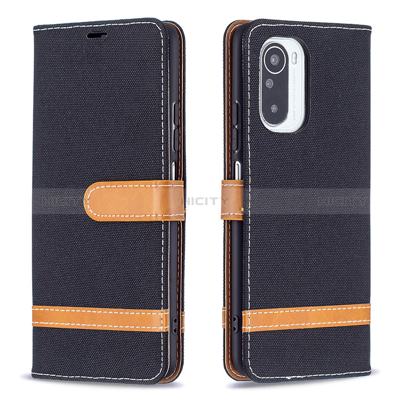 Custodia Portafoglio In Pelle Cover con Supporto B16F per Xiaomi Poco F3 5G Nero