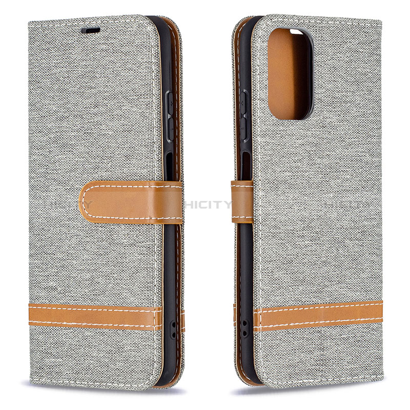 Custodia Portafoglio In Pelle Cover con Supporto B16F per Xiaomi Poco M5S Grigio