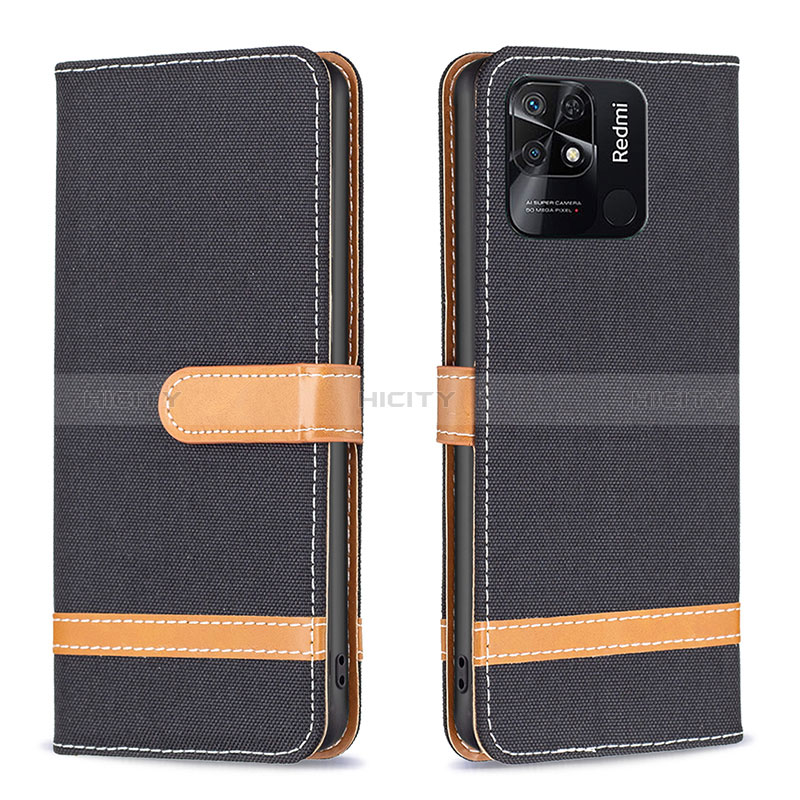 Custodia Portafoglio In Pelle Cover con Supporto B16F per Xiaomi Redmi 10 India Nero