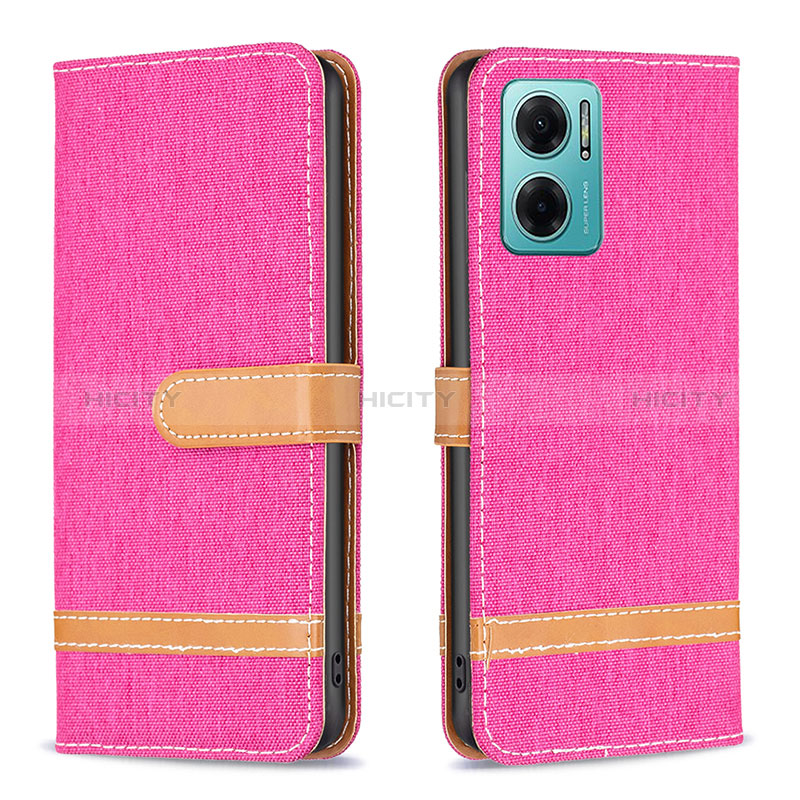 Custodia Portafoglio In Pelle Cover con Supporto B16F per Xiaomi Redmi 10 Prime Plus 5G Rosa Caldo