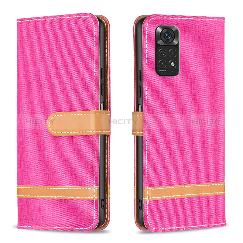 Custodia Portafoglio In Pelle Cover con Supporto B16F per Xiaomi Redmi Note 11 4G (2022) Rosa Caldo