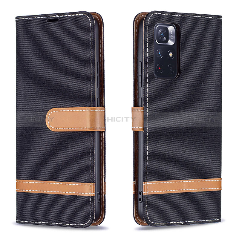 Custodia Portafoglio In Pelle Cover con Supporto B16F per Xiaomi Redmi Note 11 5G Nero