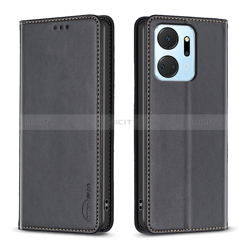 Custodia Portafoglio In Pelle Cover con Supporto B17F per Huawei Honor X7a Nero