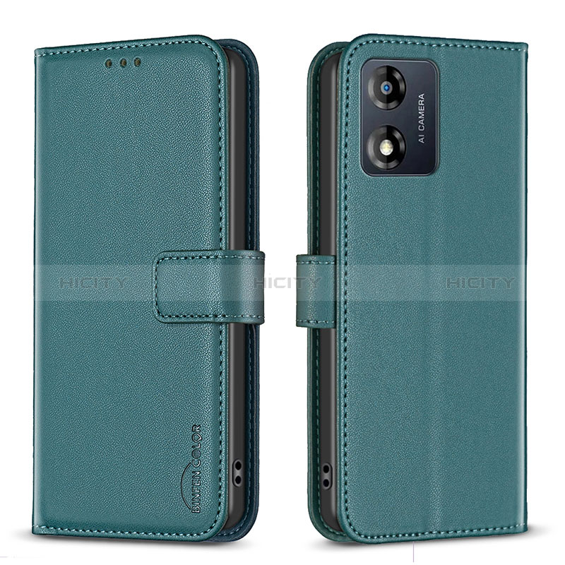 Custodia Portafoglio In Pelle Cover con Supporto B17F per Motorola Moto E13 Verde