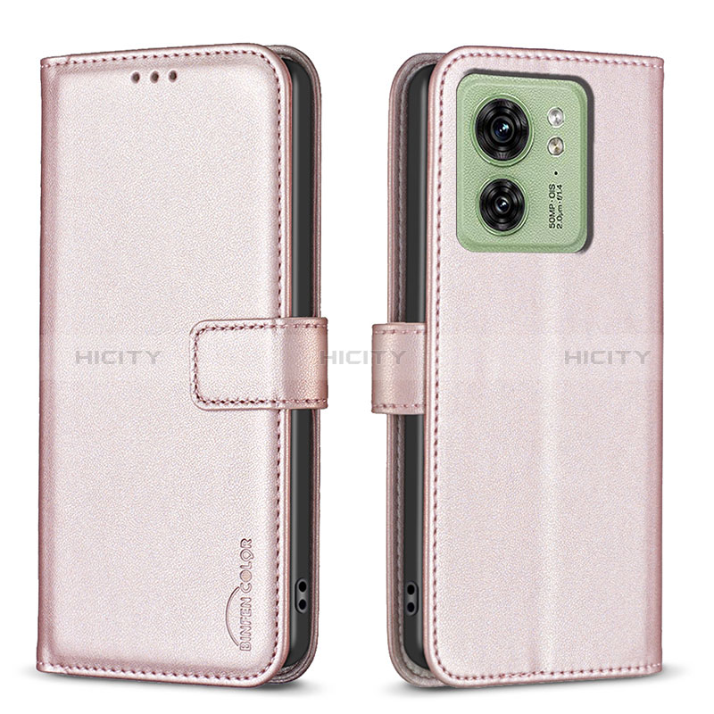 Custodia Portafoglio In Pelle Cover con Supporto B17F per Motorola Moto Edge 40 5G Oro Rosa