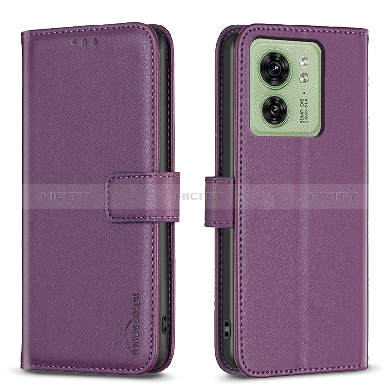 Custodia Portafoglio In Pelle Cover con Supporto B17F per Motorola Moto Edge 40 5G Viola