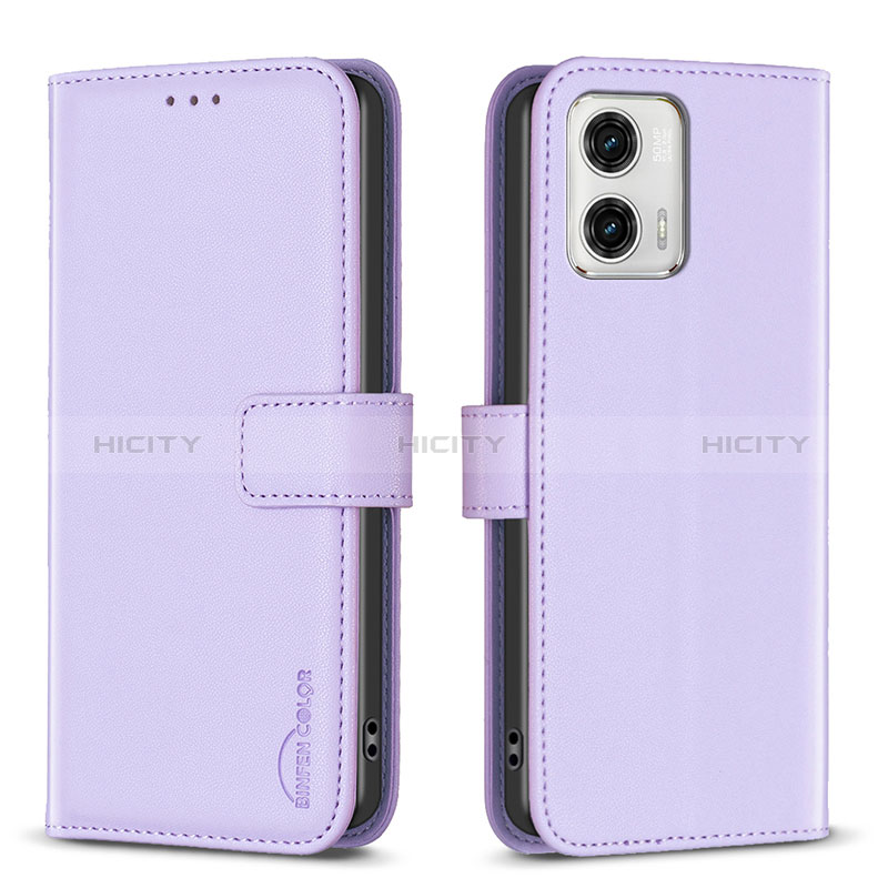 Custodia Portafoglio In Pelle Cover con Supporto B17F per Motorola Moto G73 5G Lavanda