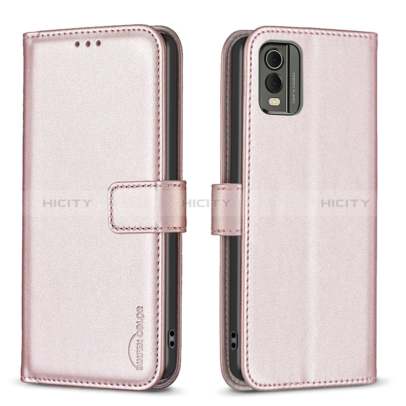 Custodia Portafoglio In Pelle Cover con Supporto B17F per Nokia C32 Oro Rosa