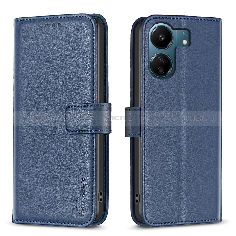 Custodia Portafoglio In Pelle Cover con Supporto B17F per Xiaomi Poco C65 Blu