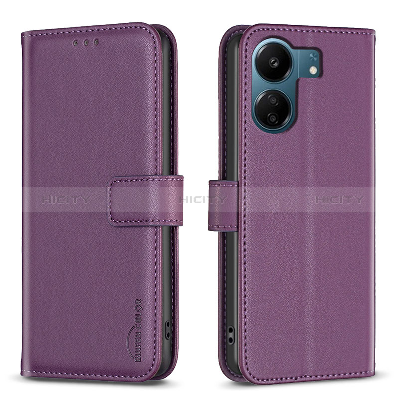 Custodia Portafoglio In Pelle Cover con Supporto B17F per Xiaomi Poco C65 Viola