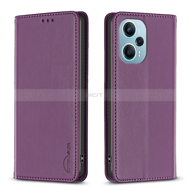 Custodia Portafoglio In Pelle Cover con Supporto B17F per Xiaomi Poco F5 5G Viola