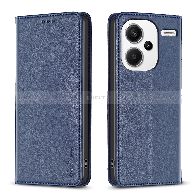 Custodia Portafoglio In Pelle Cover con Supporto B17F per Xiaomi Redmi Note 13 Pro+ Plus 5G Blu