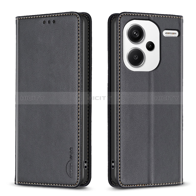 Custodia Portafoglio In Pelle Cover con Supporto B17F per Xiaomi Redmi Note 13 Pro+ Plus 5G Nero