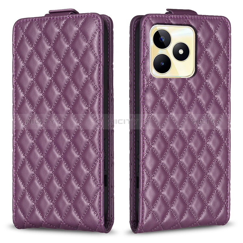 Custodia Portafoglio In Pelle Cover con Supporto B19F per Realme C53 India Viola