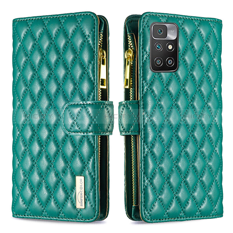 Custodia Portafoglio In Pelle Cover con Supporto B19F per Xiaomi Redmi 10 (2022) Verde