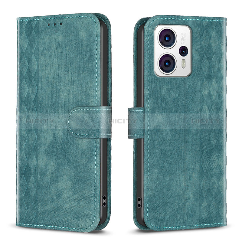 Custodia Portafoglio In Pelle Cover con Supporto B21F per Motorola Moto G13 Verde