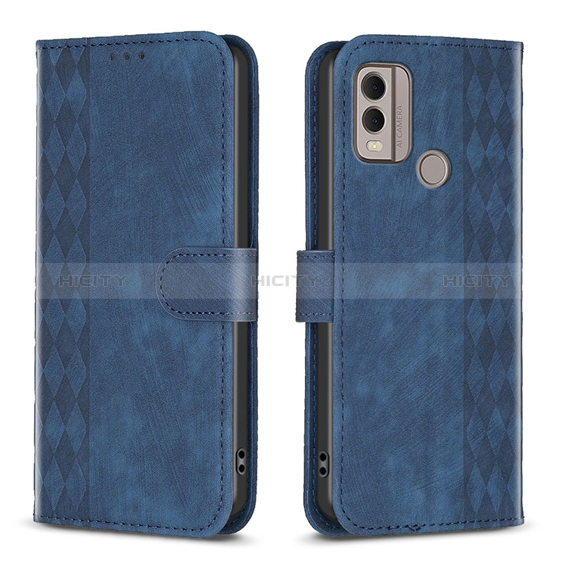 Custodia Portafoglio In Pelle Cover con Supporto B21F per Nokia C22 Blu