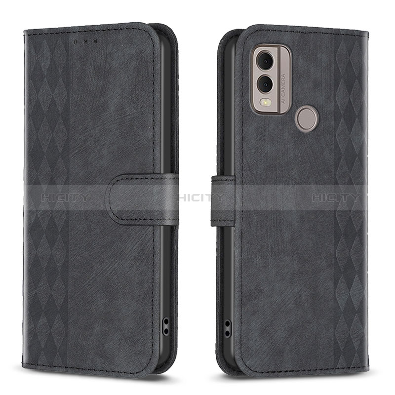 Custodia Portafoglio In Pelle Cover con Supporto B21F per Nokia C22 Nero