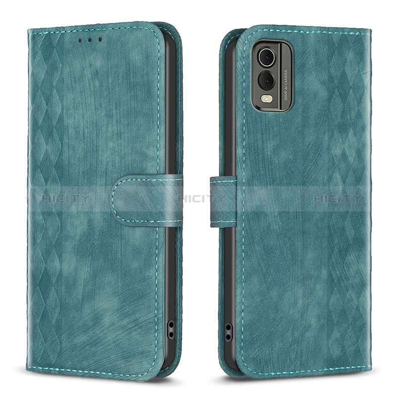 Custodia Portafoglio In Pelle Cover con Supporto B21F per Nokia C32 Verde