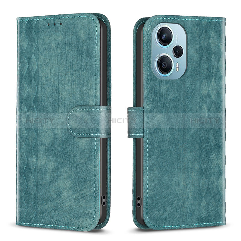 Custodia Portafoglio In Pelle Cover con Supporto B21F per Xiaomi Poco F5 5G Verde