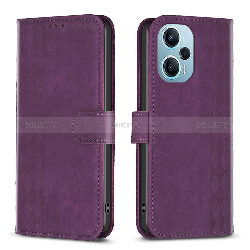 Custodia Portafoglio In Pelle Cover con Supporto B21F per Xiaomi Poco F5 5G Viola